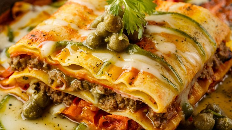 lasagne in salsa di capperi di salina