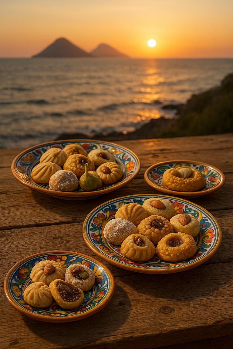selezione di cinque dolci eoliani