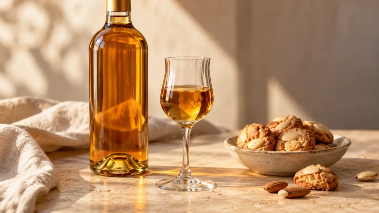 Calice di Malvasia delle Lipari con biscotti alle mandorle