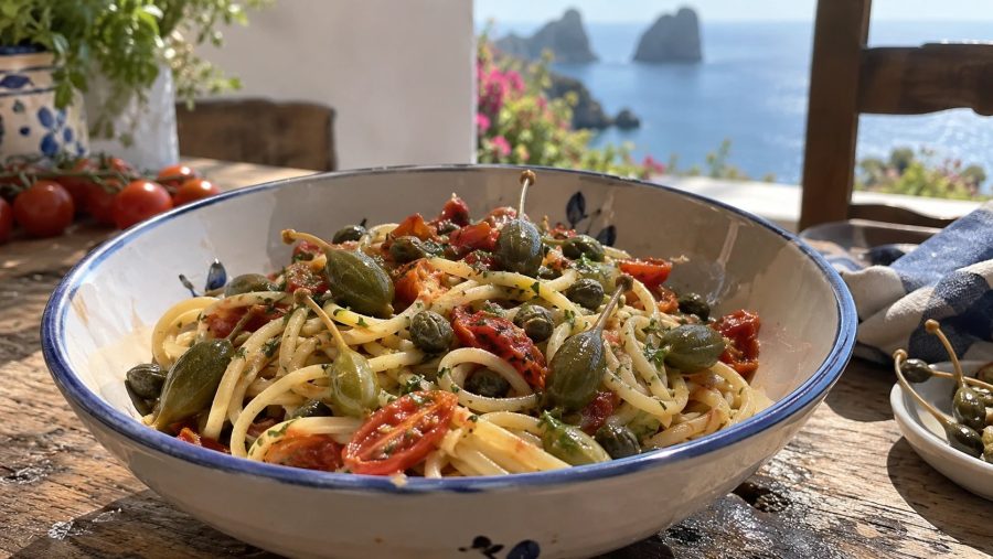 Pasta alla cucunciata: la ricetta eoliana con i frutti del cappero
